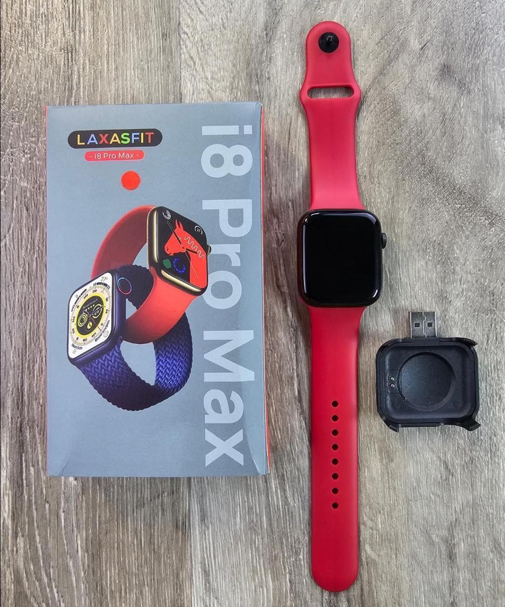 ORANGLES LAXASFIT i8 Pro Max Smart Watch with Red Strap - studio quality photo - accentuating performance - Image 822 of 10 | ideal for home | LAXASFIT i8 Pro Max Smart Watch with Red Strap for sale Fresno | Free Shipping ORANGLES