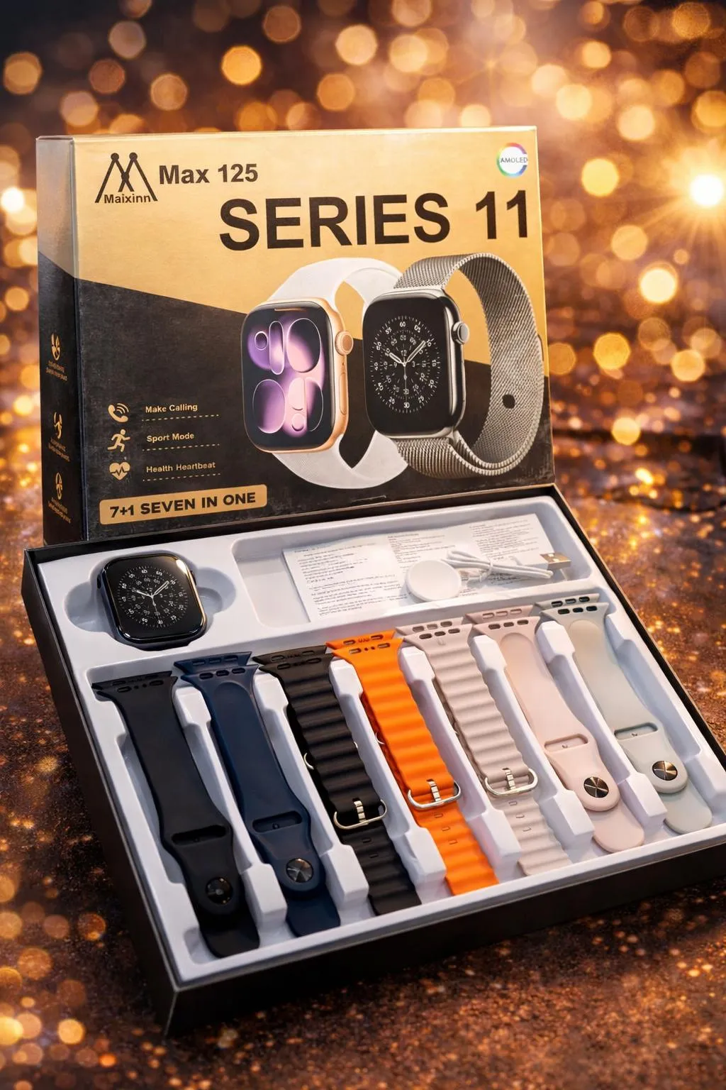 ORANGLES Series 11 Ultra Smartwatch Black with 7 Straps & Bluetooth 5.3  - Main Product Image - professional product shot revealing details | Best price Series 11 Ultra Smartwatch Black with 7 Straps & Bluetooth 5.3 authentic product Ohio | ORANGLES